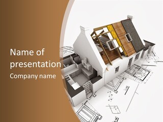 Architecture Model House Showing Building Structure PowerPoint Template
