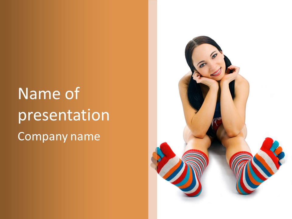 A Woman Sitting On The Floor With Her Feet Up PowerPoint Template