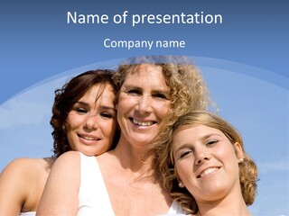 A Woman And Two Children Are Smiling For The Camera PowerPoint Template