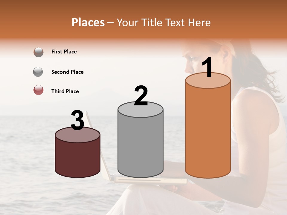 Laptop By The Beach PowerPoint Template