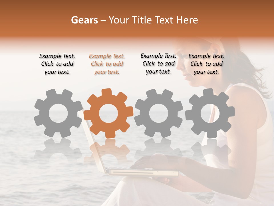 Laptop By The Beach PowerPoint Template