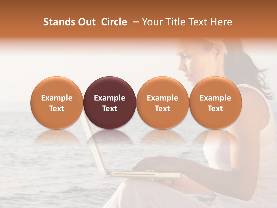 Laptop By The Beach PowerPoint Template