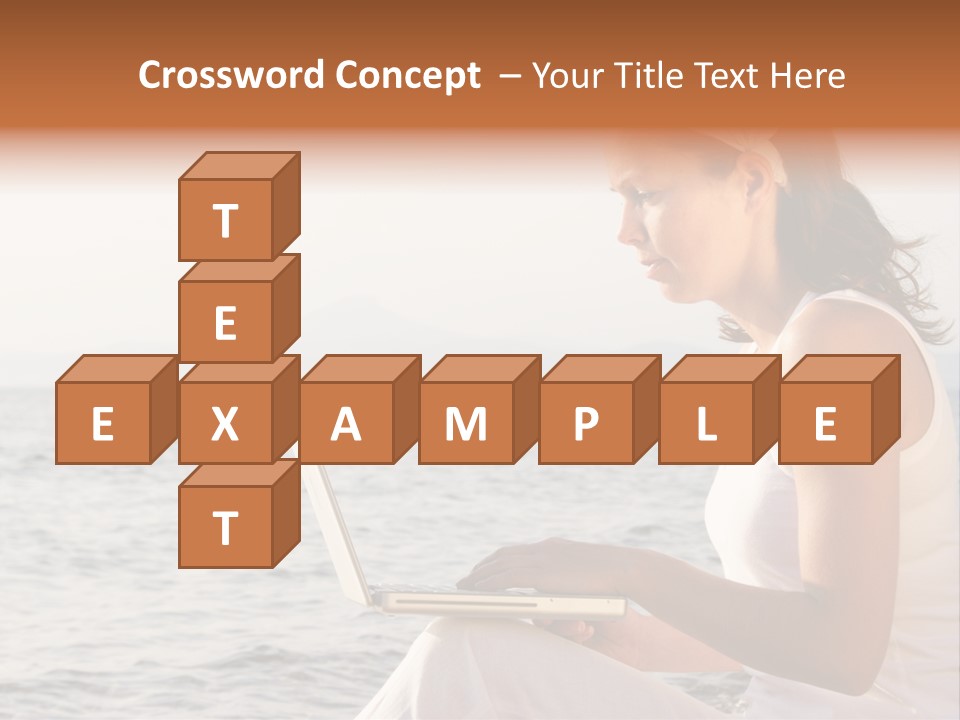 Laptop By The Beach PowerPoint Template