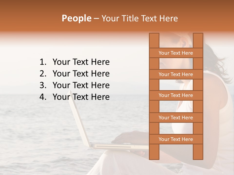 Laptop By The Beach PowerPoint Template