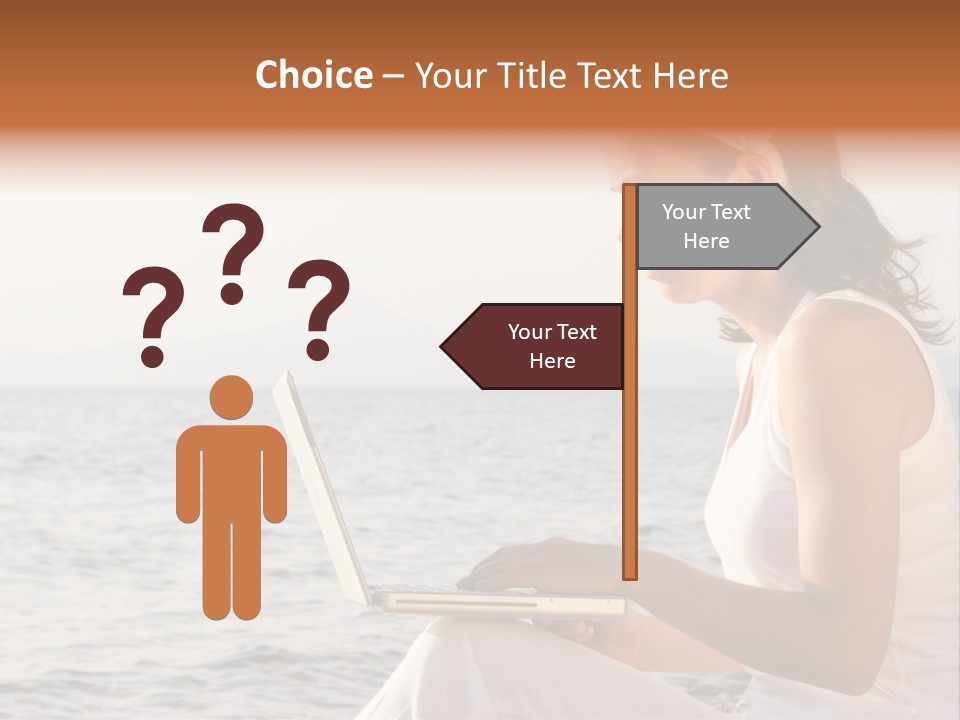 Laptop By The Beach PowerPoint Template