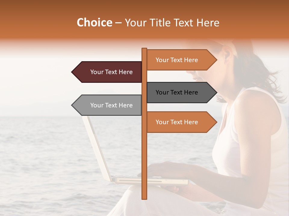 Laptop By The Beach PowerPoint Template