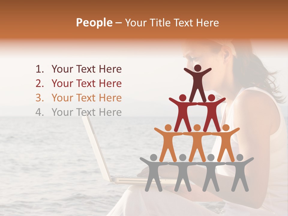 Laptop By The Beach PowerPoint Template