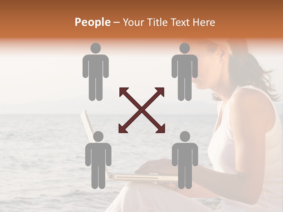 Laptop By The Beach PowerPoint Template