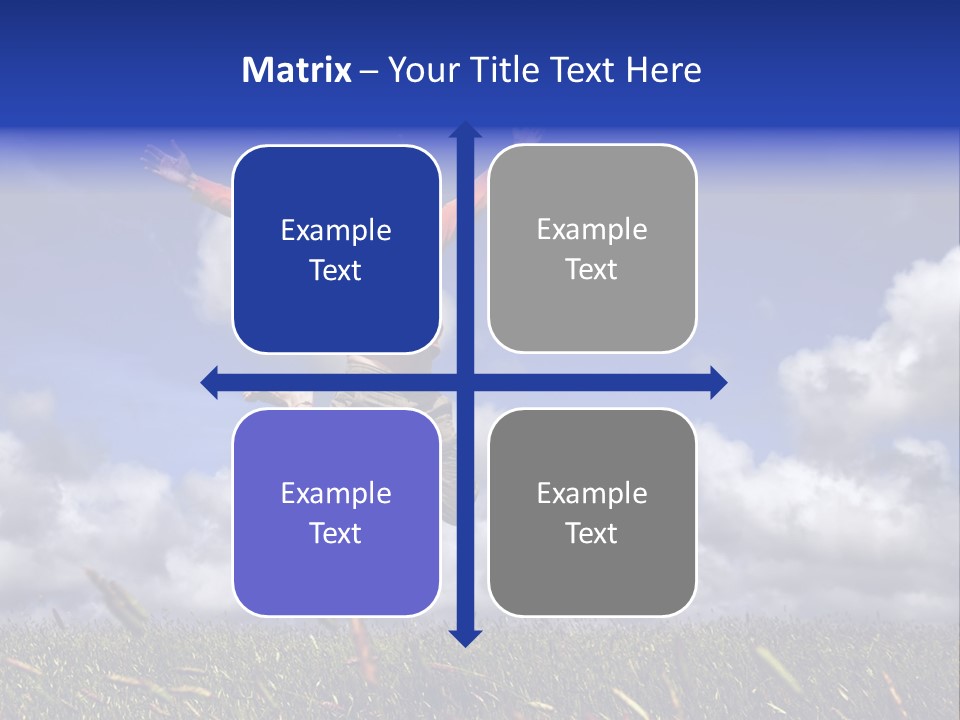 Man Jumping On A Green Meadow With A Beautiful Cloudy Sky PowerPoint Template