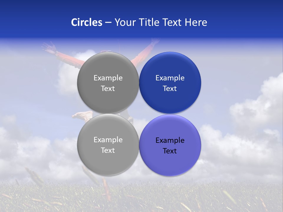 Man Jumping On A Green Meadow With A Beautiful Cloudy Sky PowerPoint Template