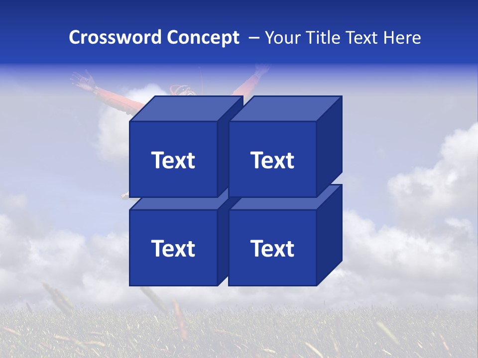 Man Jumping On A Green Meadow With A Beautiful Cloudy Sky PowerPoint Template