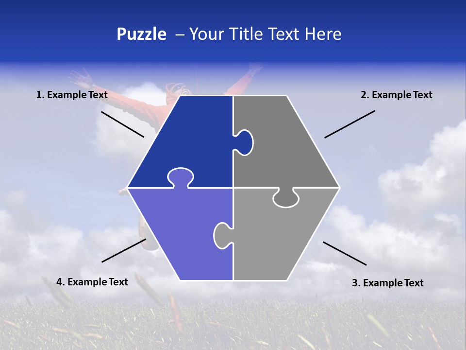 Man Jumping On A Green Meadow With A Beautiful Cloudy Sky PowerPoint Template