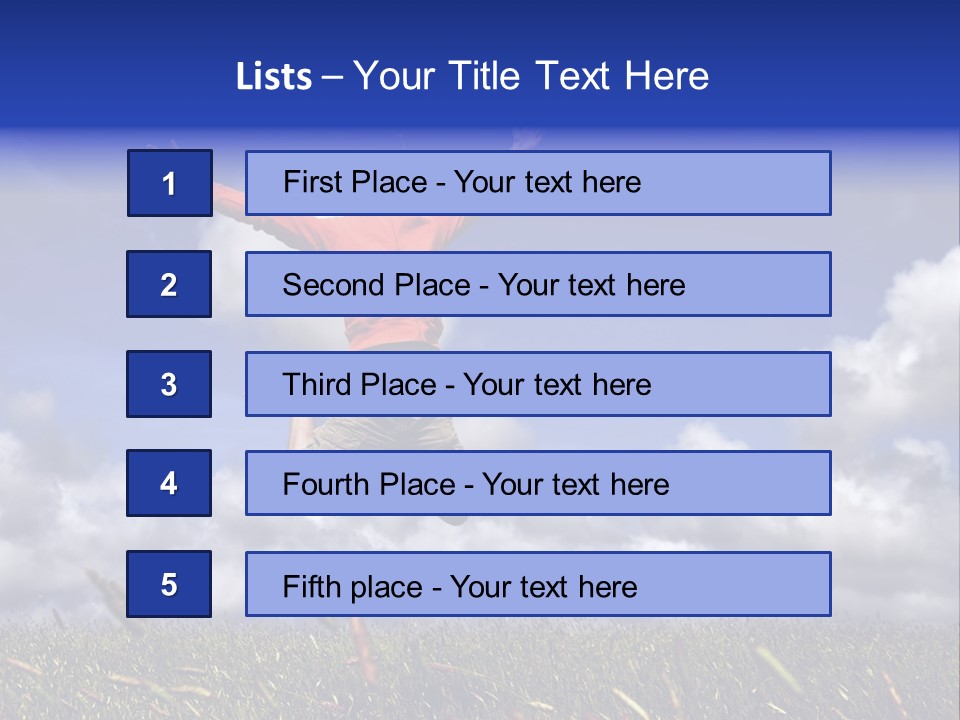 Man Jumping On A Green Meadow With A Beautiful Cloudy Sky PowerPoint Template