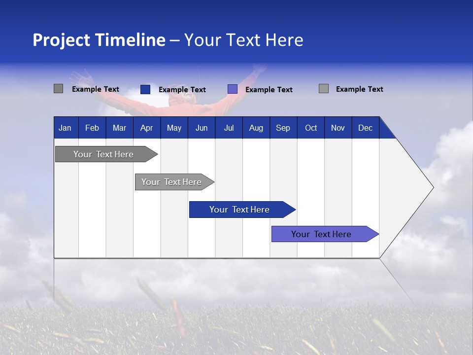 Man Jumping On A Green Meadow With A Beautiful Cloudy Sky PowerPoint Template