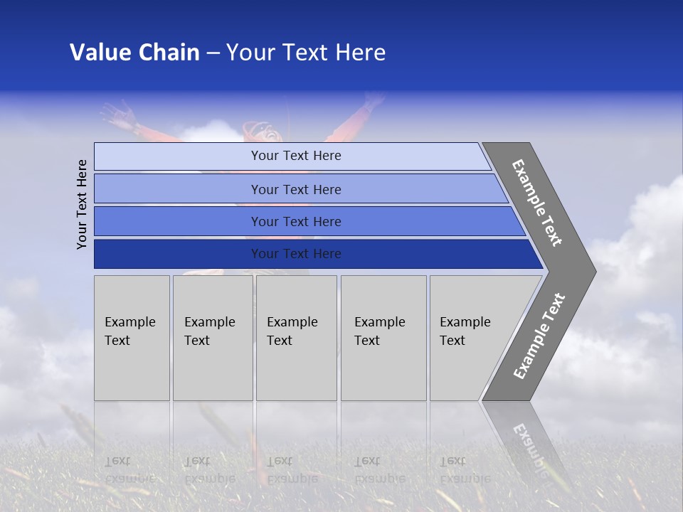 Man Jumping On A Green Meadow With A Beautiful Cloudy Sky PowerPoint Template