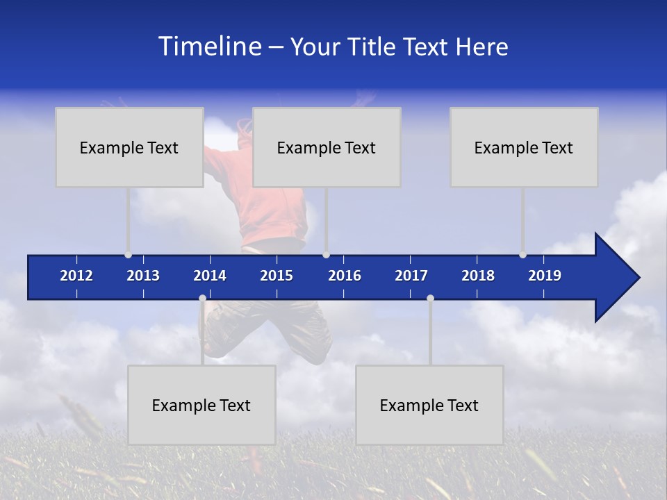 Man Jumping On A Green Meadow With A Beautiful Cloudy Sky PowerPoint Template