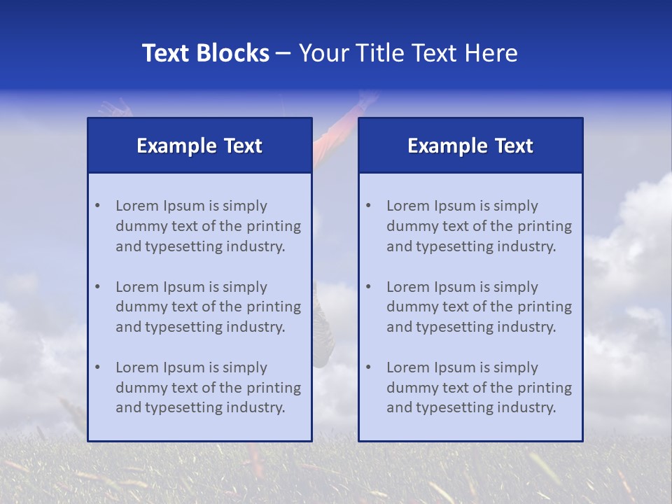 Man Jumping On A Green Meadow With A Beautiful Cloudy Sky PowerPoint Template