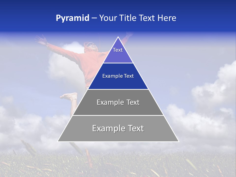 Man Jumping On A Green Meadow With A Beautiful Cloudy Sky PowerPoint Template