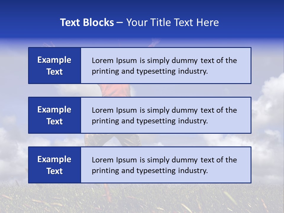 Man Jumping On A Green Meadow With A Beautiful Cloudy Sky PowerPoint Template