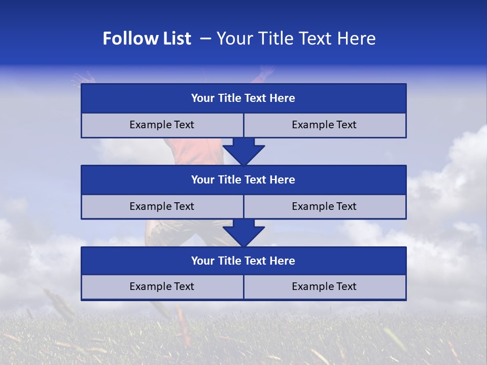 Man Jumping On A Green Meadow With A Beautiful Cloudy Sky PowerPoint Template