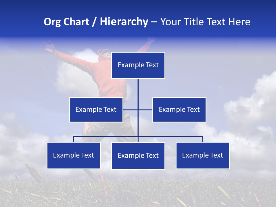 Man Jumping On A Green Meadow With A Beautiful Cloudy Sky PowerPoint Template