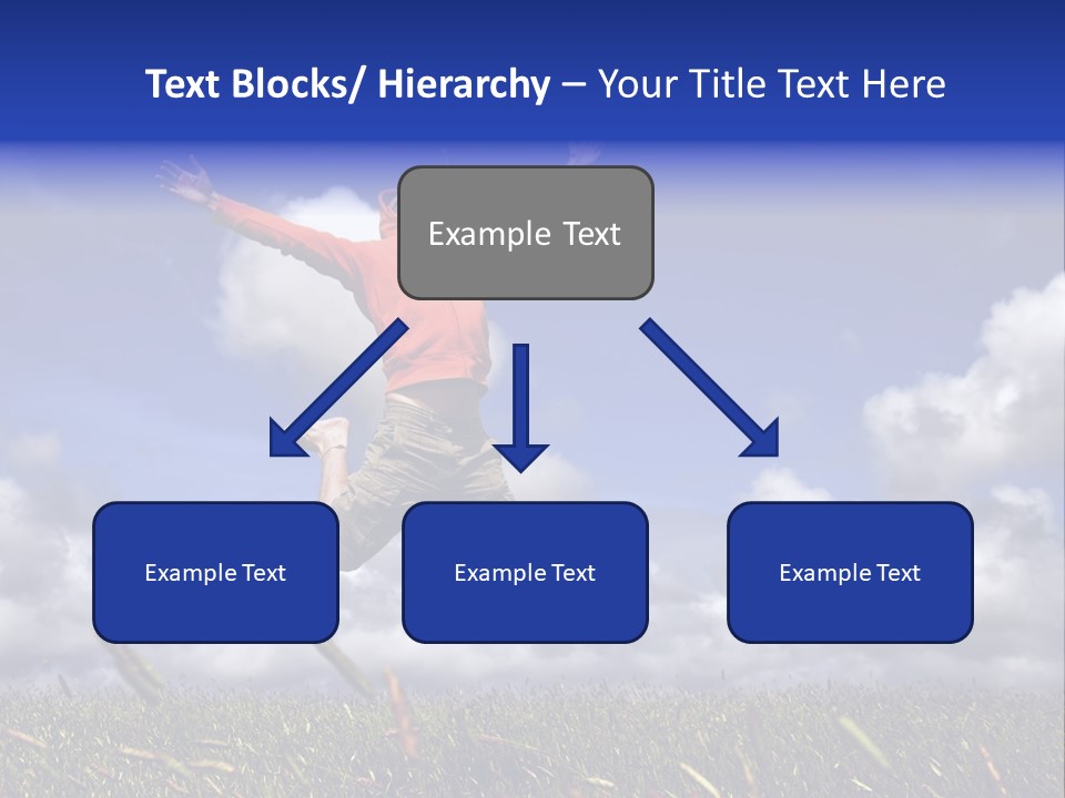 Man Jumping On A Green Meadow With A Beautiful Cloudy Sky PowerPoint Template