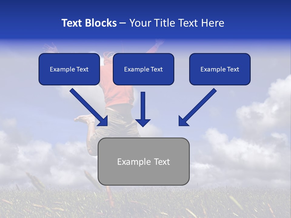 Man Jumping On A Green Meadow With A Beautiful Cloudy Sky PowerPoint Template
