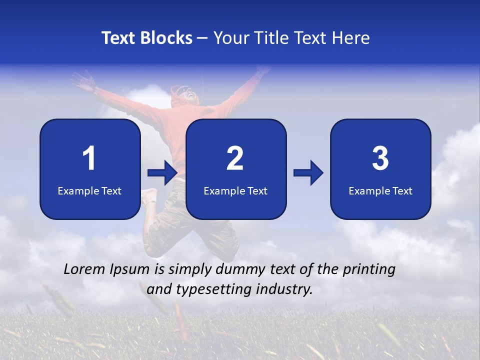 Man Jumping On A Green Meadow With A Beautiful Cloudy Sky PowerPoint Template