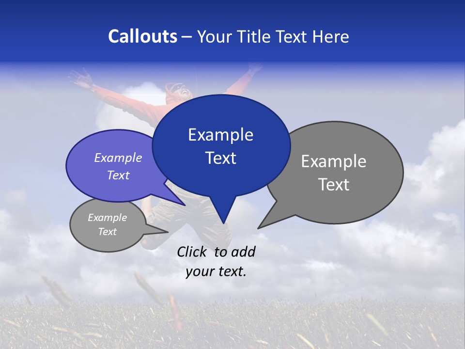 Man Jumping On A Green Meadow With A Beautiful Cloudy Sky PowerPoint Template