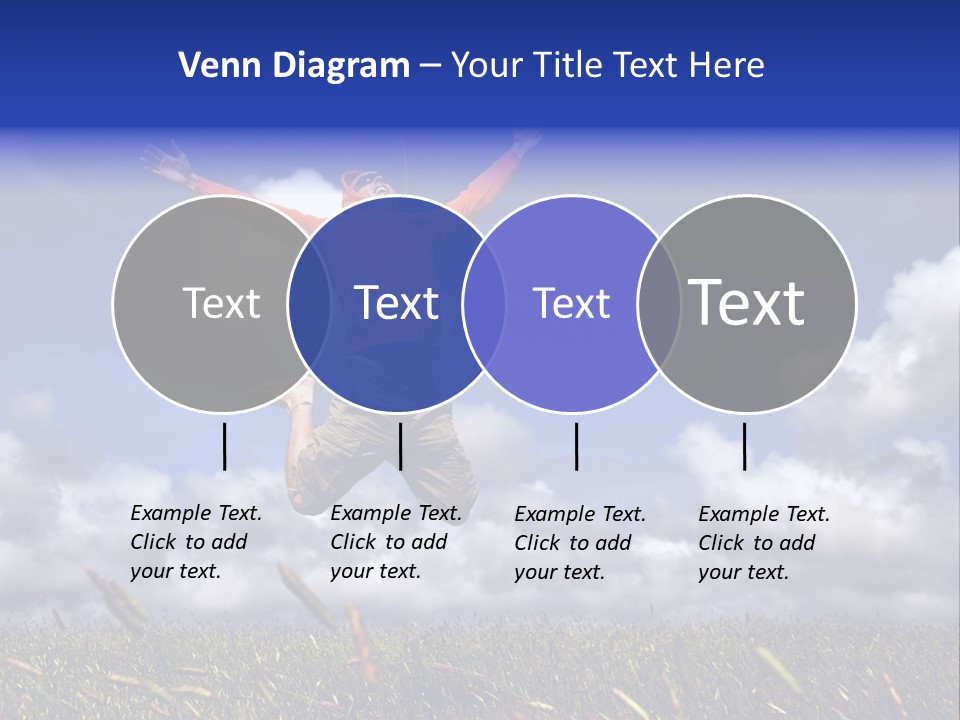 Man Jumping On A Green Meadow With A Beautiful Cloudy Sky PowerPoint Template