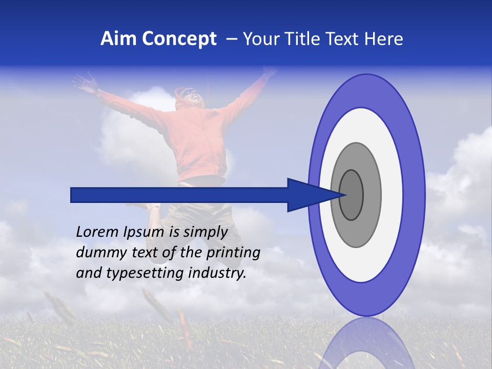 Man Jumping On A Green Meadow With A Beautiful Cloudy Sky PowerPoint Template