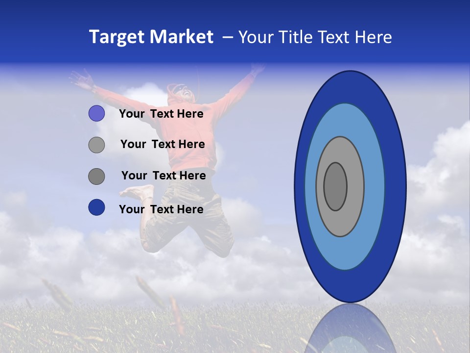 Man Jumping On A Green Meadow With A Beautiful Cloudy Sky PowerPoint Template