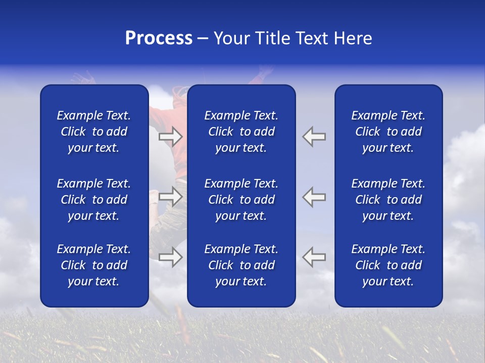 Man Jumping On A Green Meadow With A Beautiful Cloudy Sky PowerPoint Template