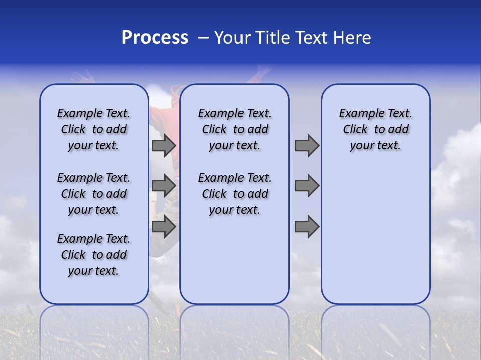 Man Jumping On A Green Meadow With A Beautiful Cloudy Sky PowerPoint Template