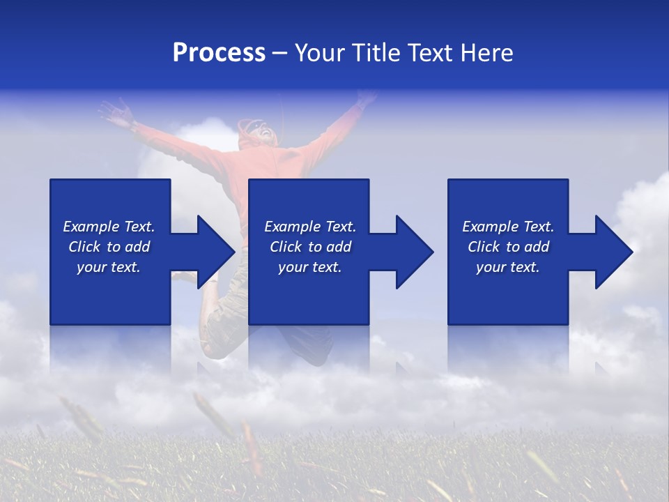 Man Jumping On A Green Meadow With A Beautiful Cloudy Sky PowerPoint Template