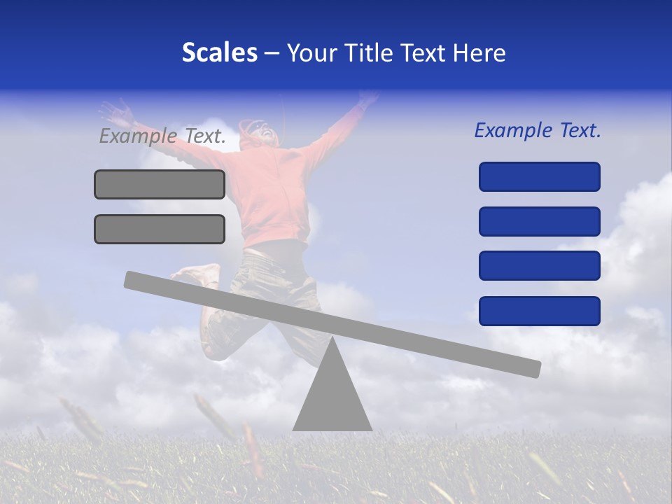 Man Jumping On A Green Meadow With A Beautiful Cloudy Sky PowerPoint Template