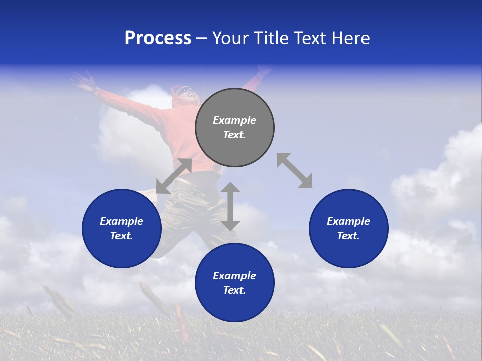 Man Jumping On A Green Meadow With A Beautiful Cloudy Sky PowerPoint Template