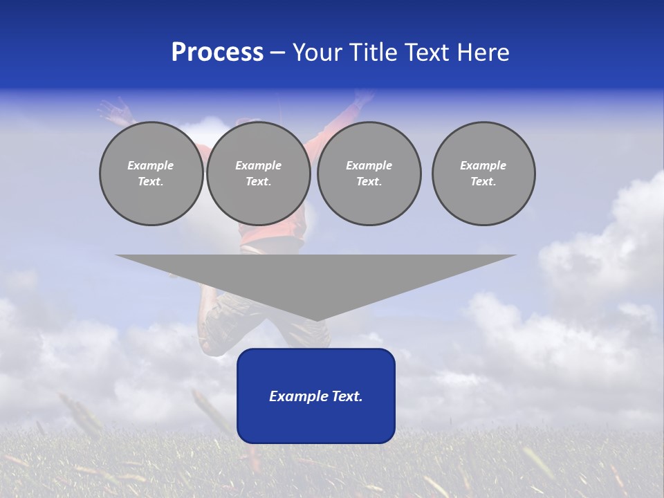 Man Jumping On A Green Meadow With A Beautiful Cloudy Sky PowerPoint Template