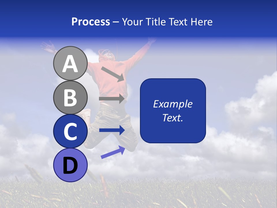 Man Jumping On A Green Meadow With A Beautiful Cloudy Sky PowerPoint Template