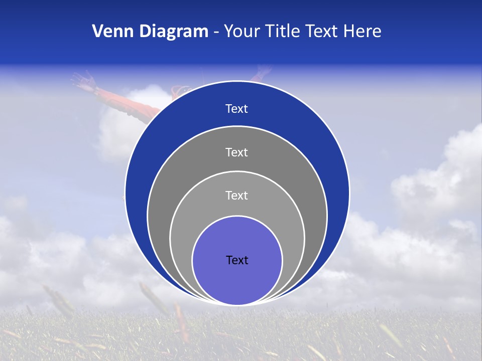 Man Jumping On A Green Meadow With A Beautiful Cloudy Sky PowerPoint Template