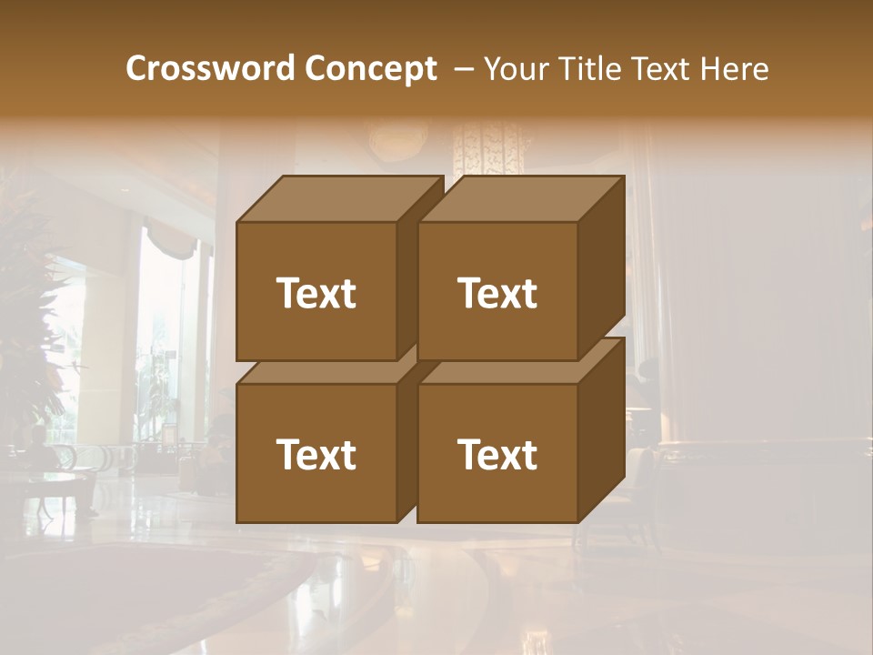 Large Interior With High Ceiling And Posh Chandeliers PowerPoint Template
