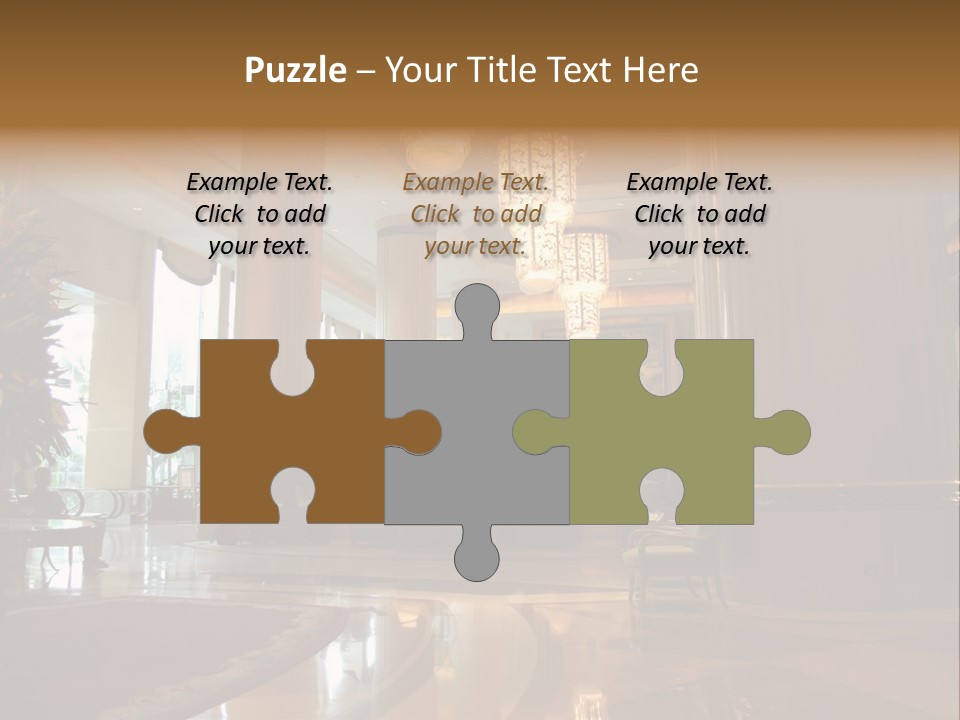 Large Interior With High Ceiling And Posh Chandeliers PowerPoint Template