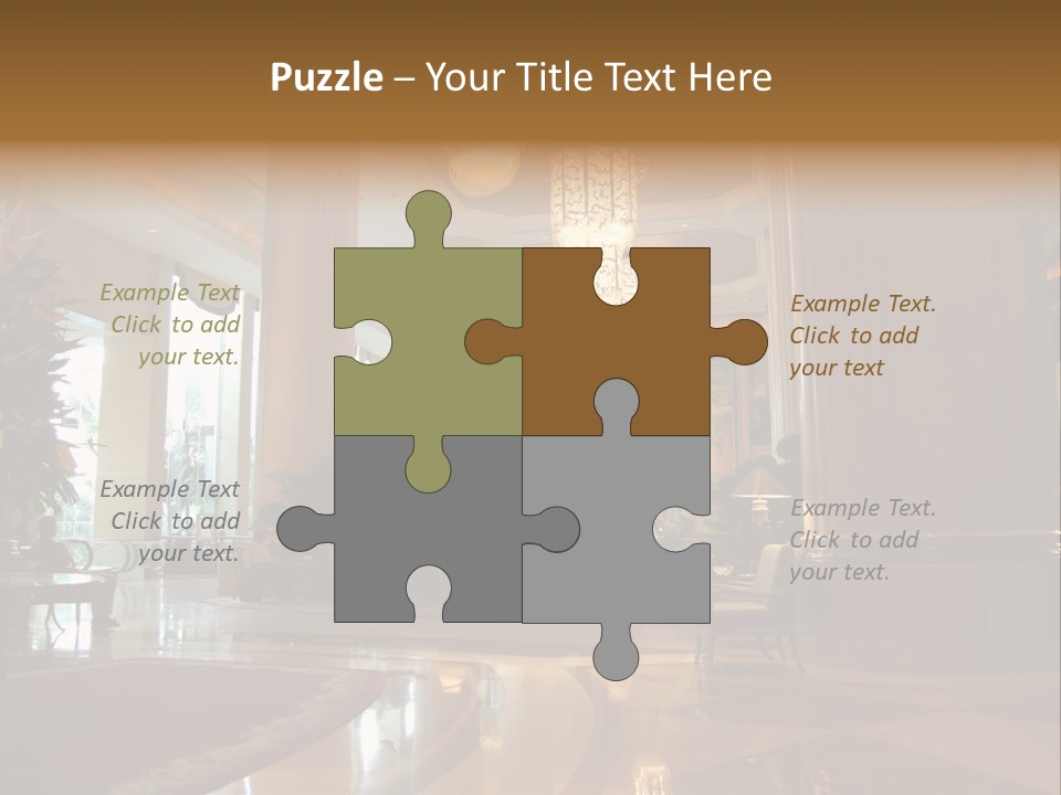 Large Interior With High Ceiling And Posh Chandeliers PowerPoint Template