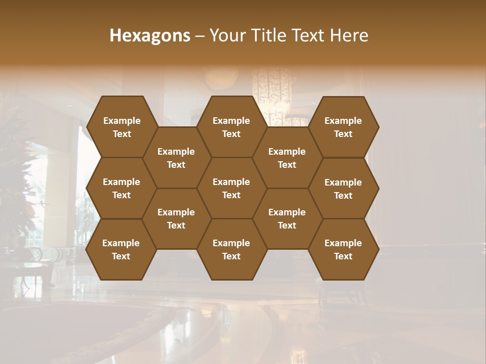 Large Interior With High Ceiling And Posh Chandeliers PowerPoint Template