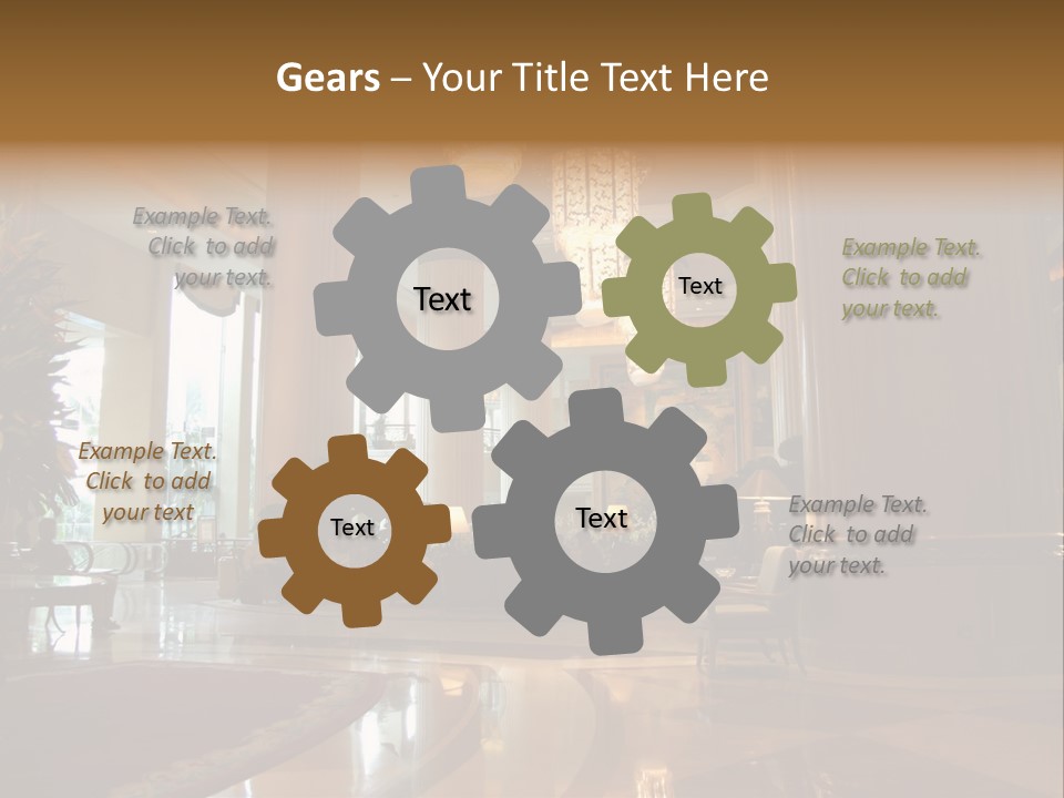 Large Interior With High Ceiling And Posh Chandeliers PowerPoint Template