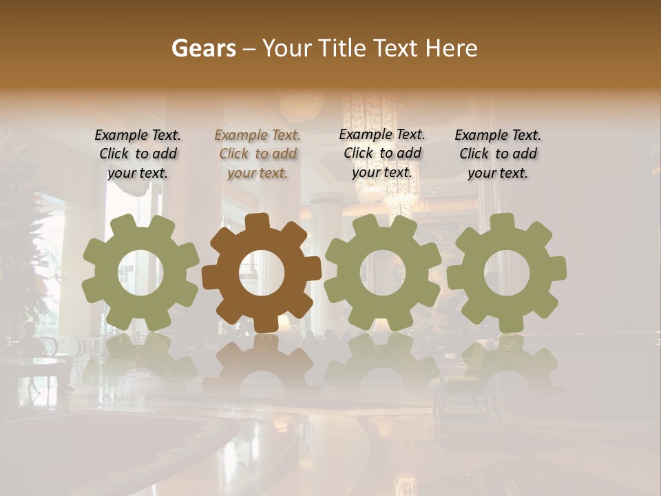 Large Interior With High Ceiling And Posh Chandeliers PowerPoint Template