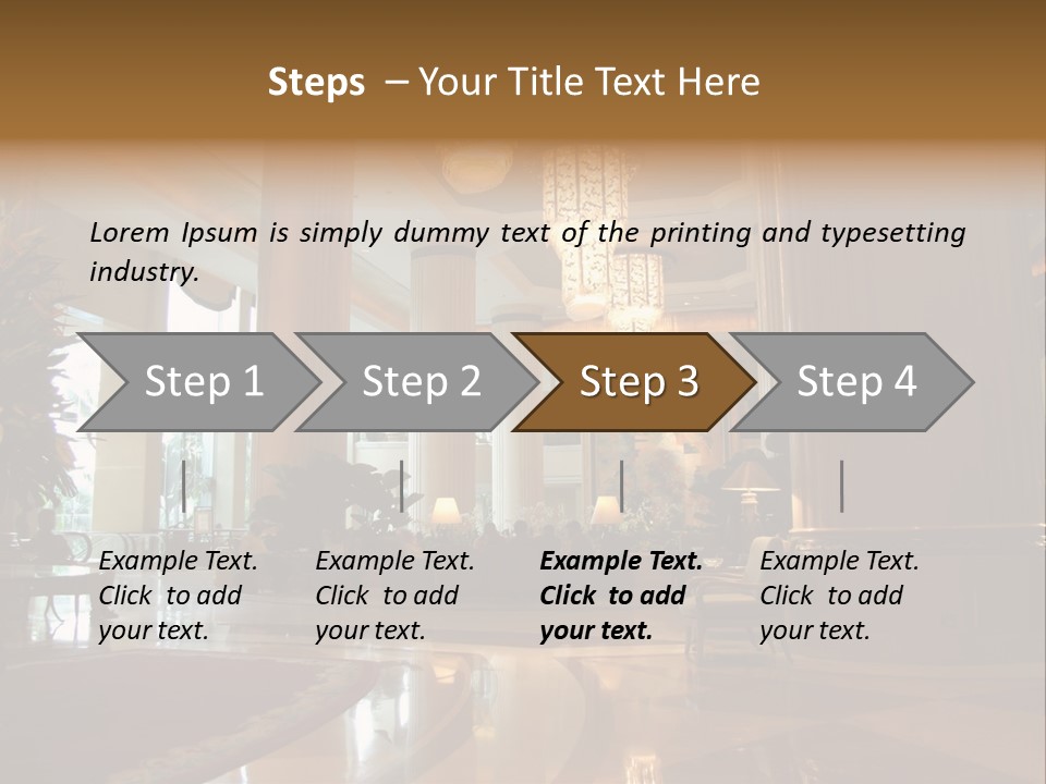 Large Interior With High Ceiling And Posh Chandeliers PowerPoint Template