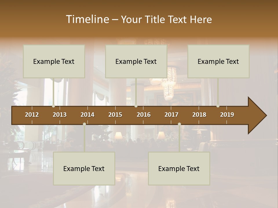 Large Interior With High Ceiling And Posh Chandeliers PowerPoint Template