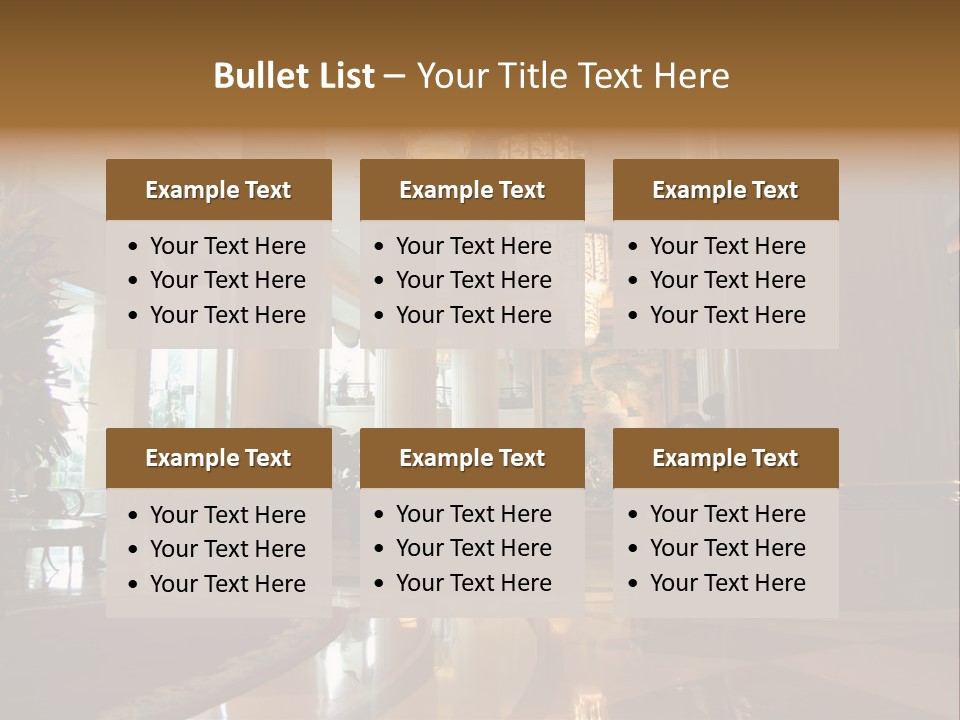 Large Interior With High Ceiling And Posh Chandeliers PowerPoint Template