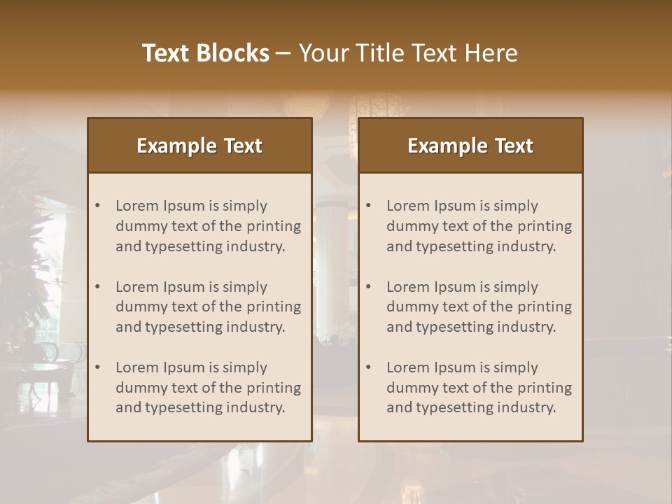 Large Interior With High Ceiling And Posh Chandeliers PowerPoint Template